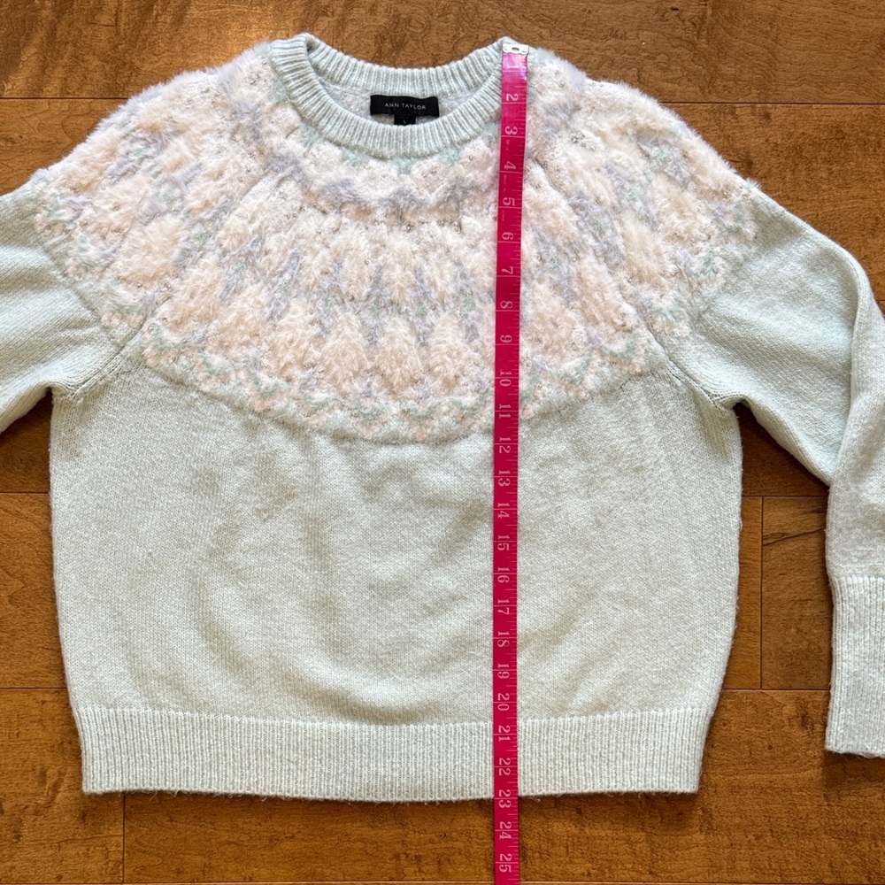 Ann Taylor Fair Isle Mint Green Sweater - Picture 8 of 10